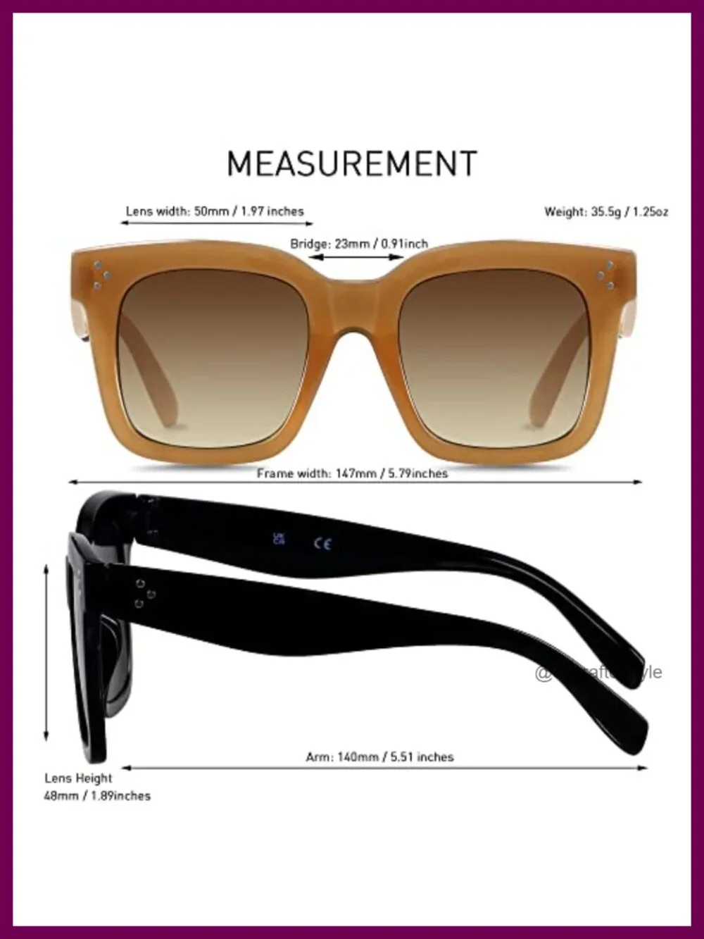 Oversized Square Sunglasses Women UV400 Protection Plastic Frame Retro Shades